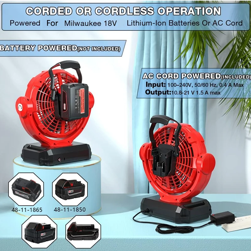 Power Tools For Construction - Cordless Fan For Milwaukee 18V Li-ion